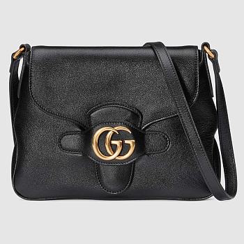 GUCCI SMALL MESSENGER BAG WITH DOUBLE G BLACK 648934 SIZE 23.5 x 17.5 x 5 CM