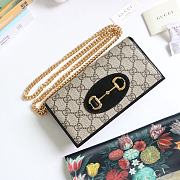 GUCCI HORSEBIT 1955 WALLET WITH CHAIN GG SUPREME BLACK 621892 SIZE 19 × 10 x 4 CM - 1