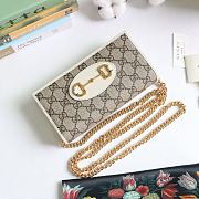 GUCCI HORSEBIT 1955 WALLET WITH CHAIN GG SUPREME WHITE 621892 SIZE 19 × 10 x 4 CM - 2