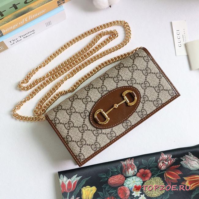 GUCCI HORSEBIT 1955 WALLET WITH CHAIN BROWN 621892 SIZE 19 × 10 x 4 CM - 1