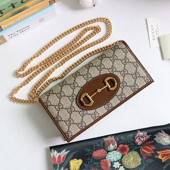 GUCCI HORSEBIT 1955 WALLET WITH CHAIN BROWN 621892 SIZE 19 × 10 x 4 CM