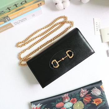 GUCCI HORSEBIT 1955 WALLET WITH CHAIN BLACK 621892 SIZE 19 × 10 x 4 CM