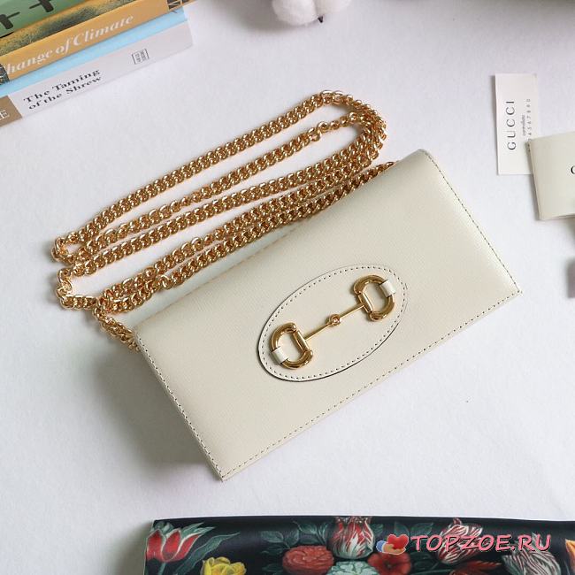 GUCCI HORSEBIT 1955 WALLET WITH CHAIN WHITE 621892 SIZE 19 × 10 x 4 CM - 1