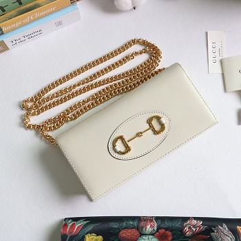 GUCCI HORSEBIT 1955 WALLET WITH CHAIN WHITE 621892 SIZE 19 × 10 x 4 CM