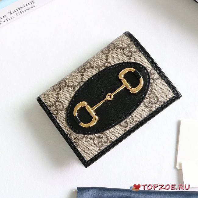 GUCCI HORSEBIT 1955 CARD CASE WALLET GG BLACK 621887 SIZE 11 x 8.5 x 3 CM - 1