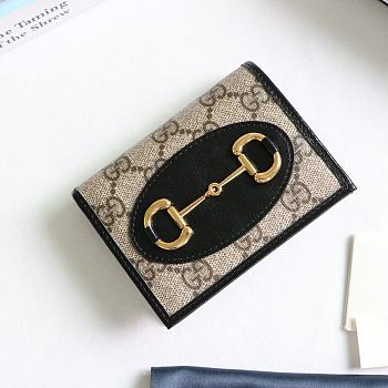GUCCI HORSEBIT 1955 CARD CASE WALLET GG BLACK 621887 SIZE 11 x 8.5 x 3 CM
