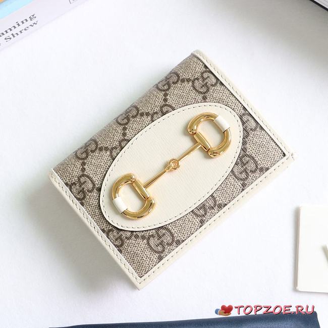 GUCCI HORSEBIT 1955 CARD CASE WALLET GG WHITE 621887 SIZE 11 x 8.5 x 3 CM - 1