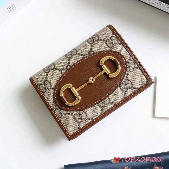 GUCCI HORSEBIT 1955 CARD CASE WALLET GG BROWN 621887 SIZE 11 x 8.5 x 3 CM - 1