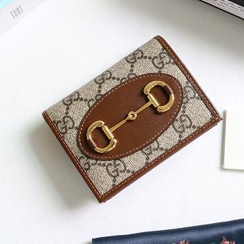 GUCCI HORSEBIT 1955 CARD CASE WALLET GG BROWN 621887 SIZE 11 x 8.5 x 3 CM