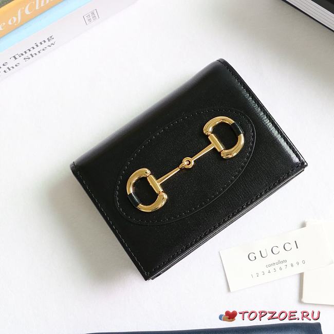 GUCCI HORSEBIT 1955 CARD CASE WALLET BLACK 621887 SIZE 11 x 8.5 x 3 CM - 1