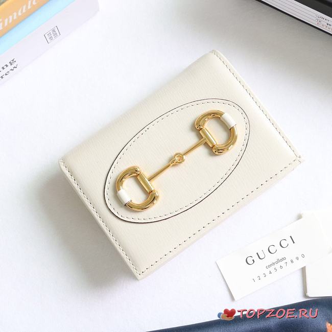 GUCCI HORSEBIT 1955 CARD CASE WALLET WHITE 621887 SIZE 11 x 8.5 x 3 CM - 1