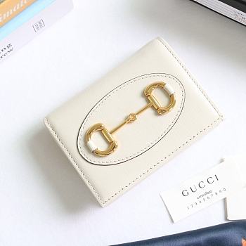 GUCCI HORSEBIT 1955 CARD CASE WALLET WHITE 621887 SIZE 11 x 8.5 x 3 CM