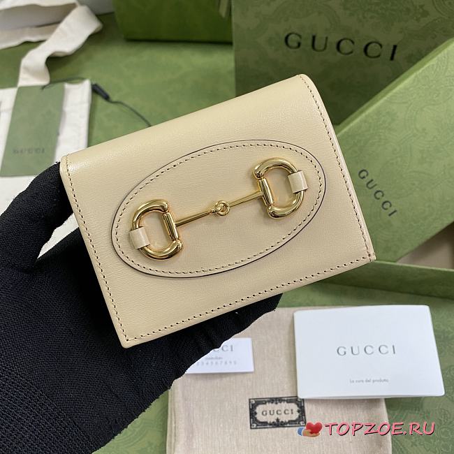 GUCCI HORSEBIT 1955 CARD CASE WALLET CREAM 621887 SIZE 11 x 8.5 x 3 CM - 1