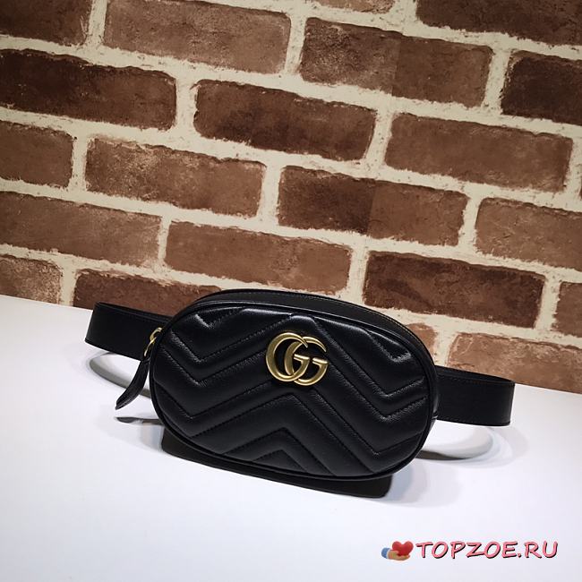 GUCCI GG MARMONT BELT BAG BLACK 476434 SIZE 18 x 11 x 5 CM - 1