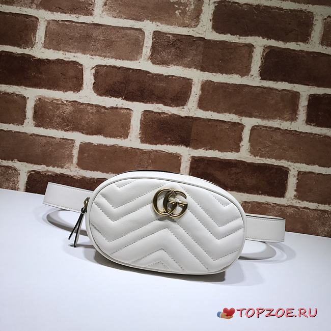 GUCCI GG MARMONT BELT BAG WHITE 476434 SIZE 18 x 11 x 5 CM - 1