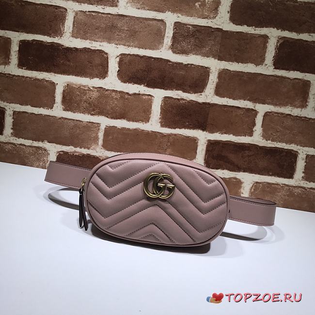 GUCCI GG MARMONT BELT BAG POWDER PINK 476434 SIZE 18 x 11 x 5 CM - 1