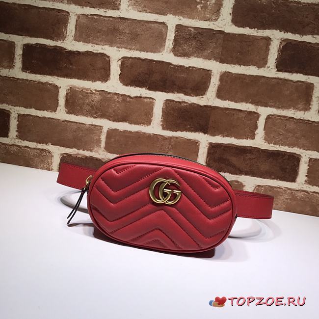 GUCCI GG MARMONT BELT BAG RED 476434 SIZE 18 x 11 x 5 CM - 1