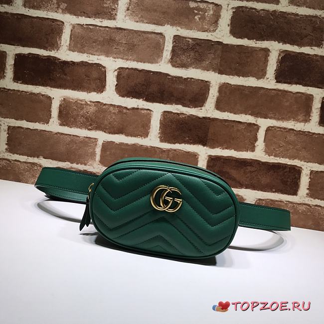 GUCCI GG MARMONT BELT BAG EMERALD GREEN 476434 SIZE 18 x 11 x 5 CM - 1