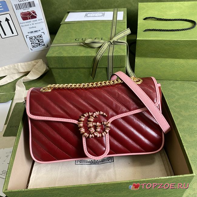 GUCCI GG MARMONT SMALL BAG DARK RED 443497 SIZE 26 x 15 x 7 CM - 1