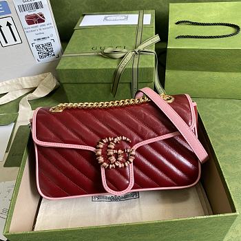 GUCCI GG MARMONT SMALL BAG DARK RED 443497 SIZE 26 x 15 x 7 CM