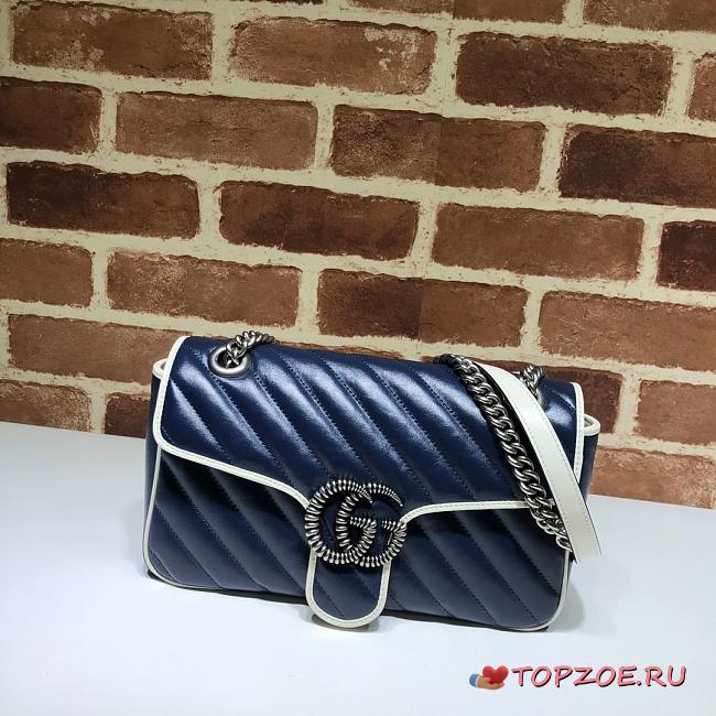 GUCCI GG MARMONT SMALL BAG DARK BLUE 443497 SIZE 26 x 15 x 7 CM - 1