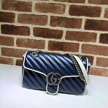 GUCCI GG MARMONT SMALL BAG DARK BLUE 443497 SIZE 26 x 15 x 7 CM