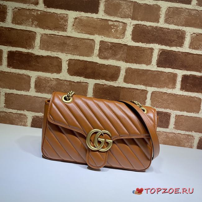 GUCCI GG MARMONT SMALL BAG BROWN 443497 SIZE 26 x 15 x 7 CM - 1