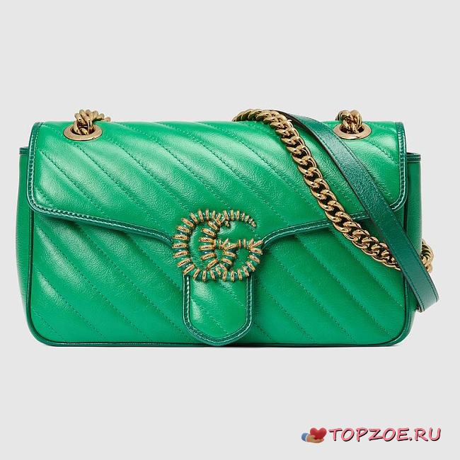 GUCCI GG MARMONT SMALL BAG GREEN 443497 SIZE 26 x 15 x 7 CM - 1