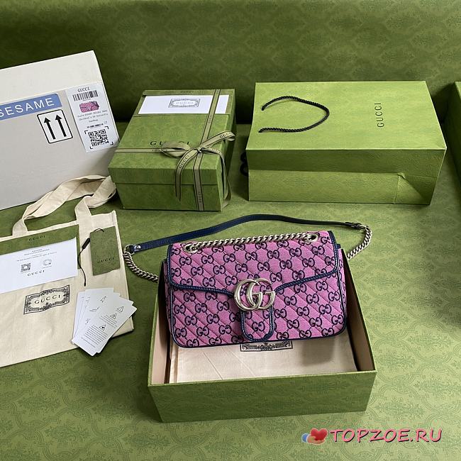 GUCCI GG MARMONT MULTICOLOR SMALL SHOULDER BAG PINK 443497 SIZE 26x15x7 CM - 1