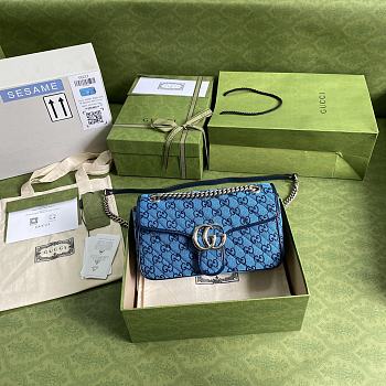 GUCCI GG MARMONT MULTICOLOR SMALL SHOULDER BAG BLUE 443497 SIZE 26x15x7 CM