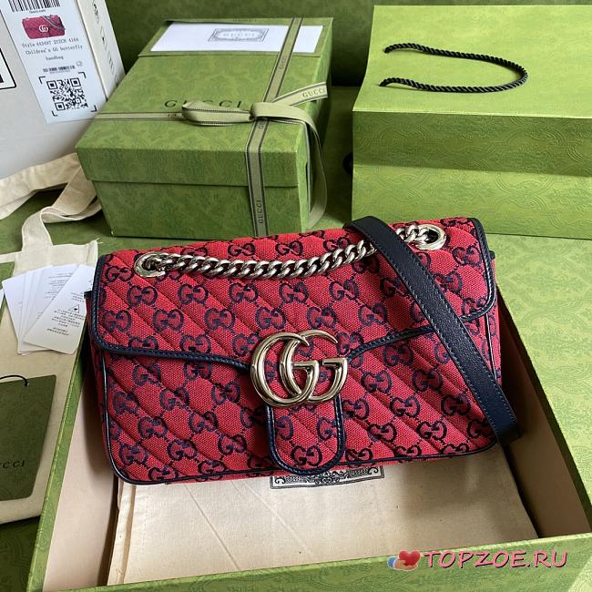 GUCCI GG MARMONT MULTICOLOR SMALL SHOULDER BAG RED 443497 SIZE 26x15x7 CM - 1