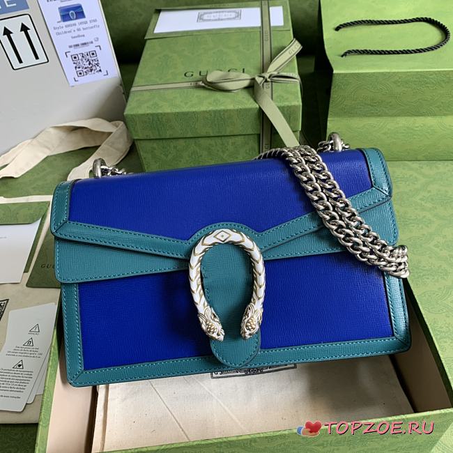 GUCCI DIONYSUS SMALL SHOULDER BAG BLUE/TURQUOISE 400249 SIZE 28 x 17 x 9 CM - 1
