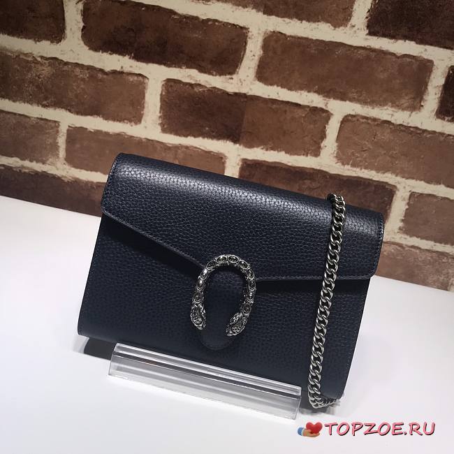 GUCCI DIONYSUS LEATHER MINI CHAIN BAG BLACK 401231 SIZE 20 x 13.5 x 3 CM - 1