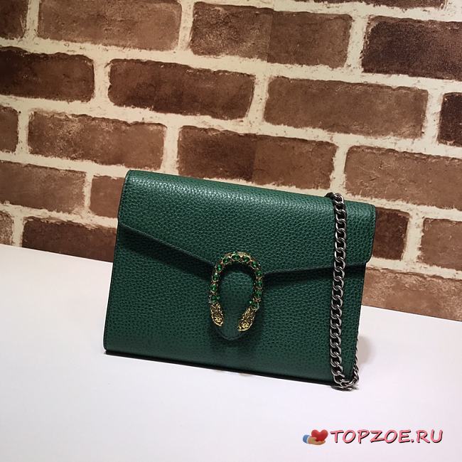 GUCCI DIONYSUS LEATHER MINI CHAIN BAG EMERALD GREEN 401231 SIZE 20 x 13.5 x 3 CM - 1