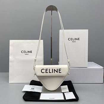 CELINE TRIANGLE BAG WITH CELINE PRINT WHITE 195903 SIZE 21 x 15 x 14 CM