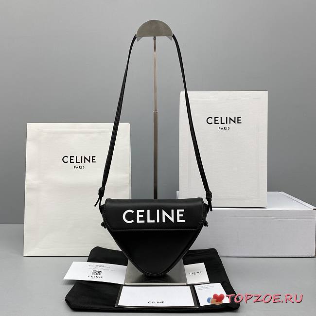 CELINE TRIANGLE BAG WITH CELINE PRINT BLACK 195903 SIZE 21 x 15 x 14 CM - 1