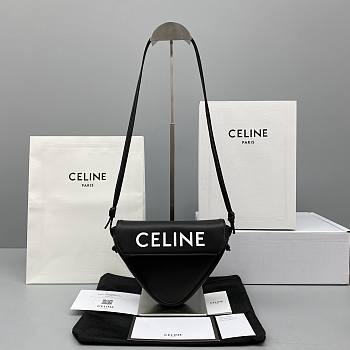 CELINE TRIANGLE BAG WITH CELINE PRINT BLACK 195903 SIZE 21 x 15 x 14 CM