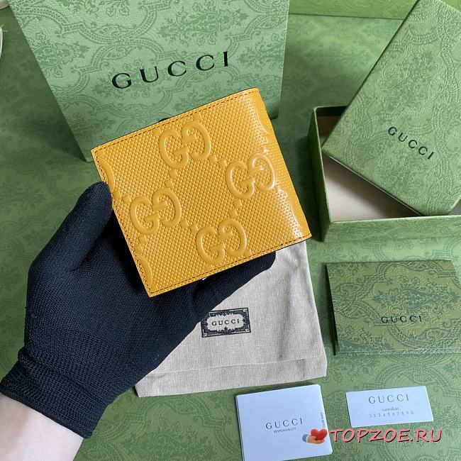 GUCCI GG EMBOSSED WALLET YELLOW 625562 SIZE 12 x 9.7CM - 1