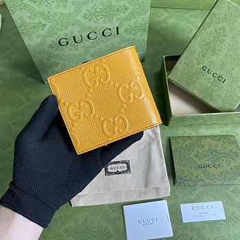 GUCCI GG EMBOSSED WALLET YELLOW 625562 SIZE 12 x 9.7CM