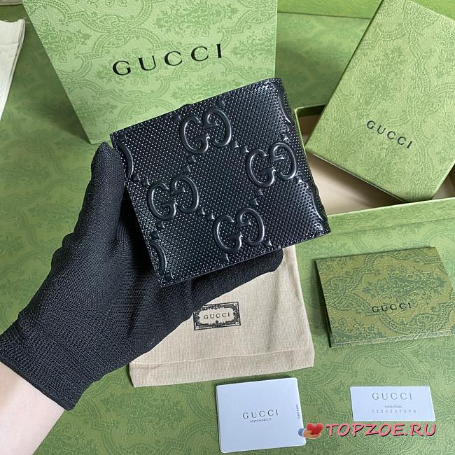 GUCCI GG EMBOSSED WALLET BLACK 625562 SIZE 12 x 9.7CM - 1