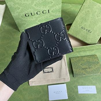 GUCCI GG EMBOSSED WALLET BLACK 625562 SIZE 12 x 9.7CM