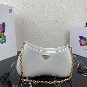 PRADA LEATHER CHAIN HOBO BAG WHITE 1BC148 SIZE 25.5 x 15.5 x 4 CM - 1