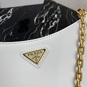 PRADA LEATHER CHAIN HOBO BAG WHITE 1BC148 SIZE 25.5 x 15.5 x 4 CM - 3