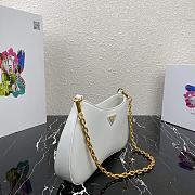 PRADA LEATHER CHAIN HOBO BAG WHITE 1BC148 SIZE 25.5 x 15.5 x 4 CM - 5