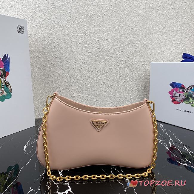 PRADA LEATHER CHAIN HOBO BAG PINK 1BC148 SIZE 25.5 x 15.5 x 4 CM - 1