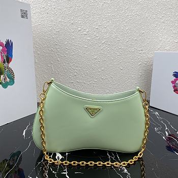 PRADA LEATHER CHAIN HOBO BAG GREEN 1BC148 SIZE 25.5 x 15.5 x 4 CM x