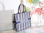DIOR BOOK TOTE BLUE & WHITE STRIPES EMBROIDERY M1286 SIZE 41.5x32x5 CM - 6