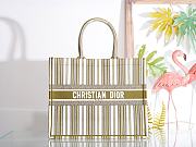 DIOR BOOK TOTE MATCHA GREEN & WHITE STRIPES EMBROIDERY M1286 SIZE 41.5x32x5 CM - 1