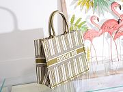 DIOR BOOK TOTE MATCHA GREEN & WHITE STRIPES EMBROIDERY M1286 SIZE 41.5x32x5 CM - 2
