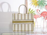 DIOR BOOK TOTE MATCHA GREEN & WHITE STRIPES EMBROIDERY M1286 SIZE 41.5x32x5 CM - 3